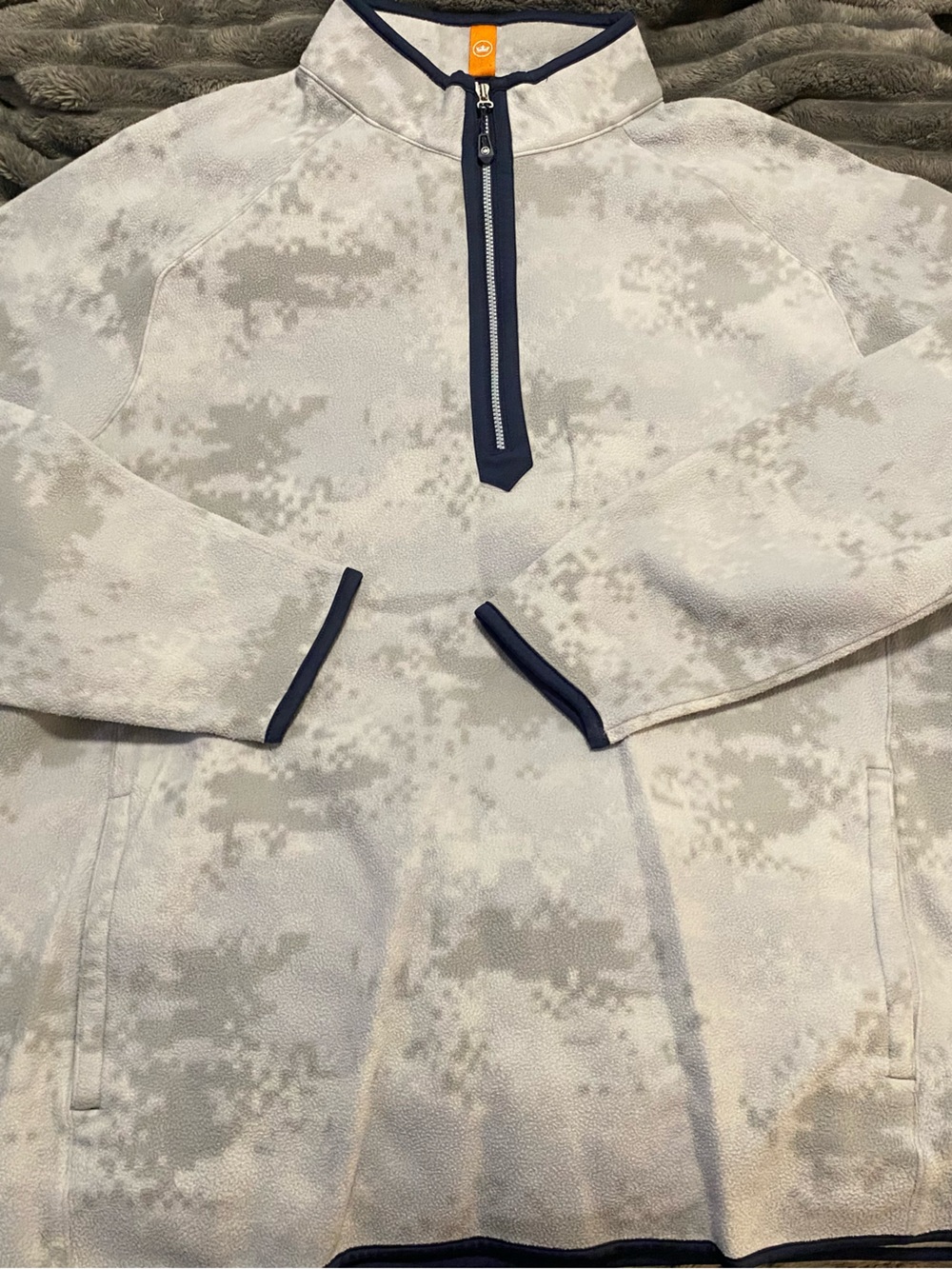 Peter Millar Light Gray Digital Camo Quarter-Zip with Navy Trim
